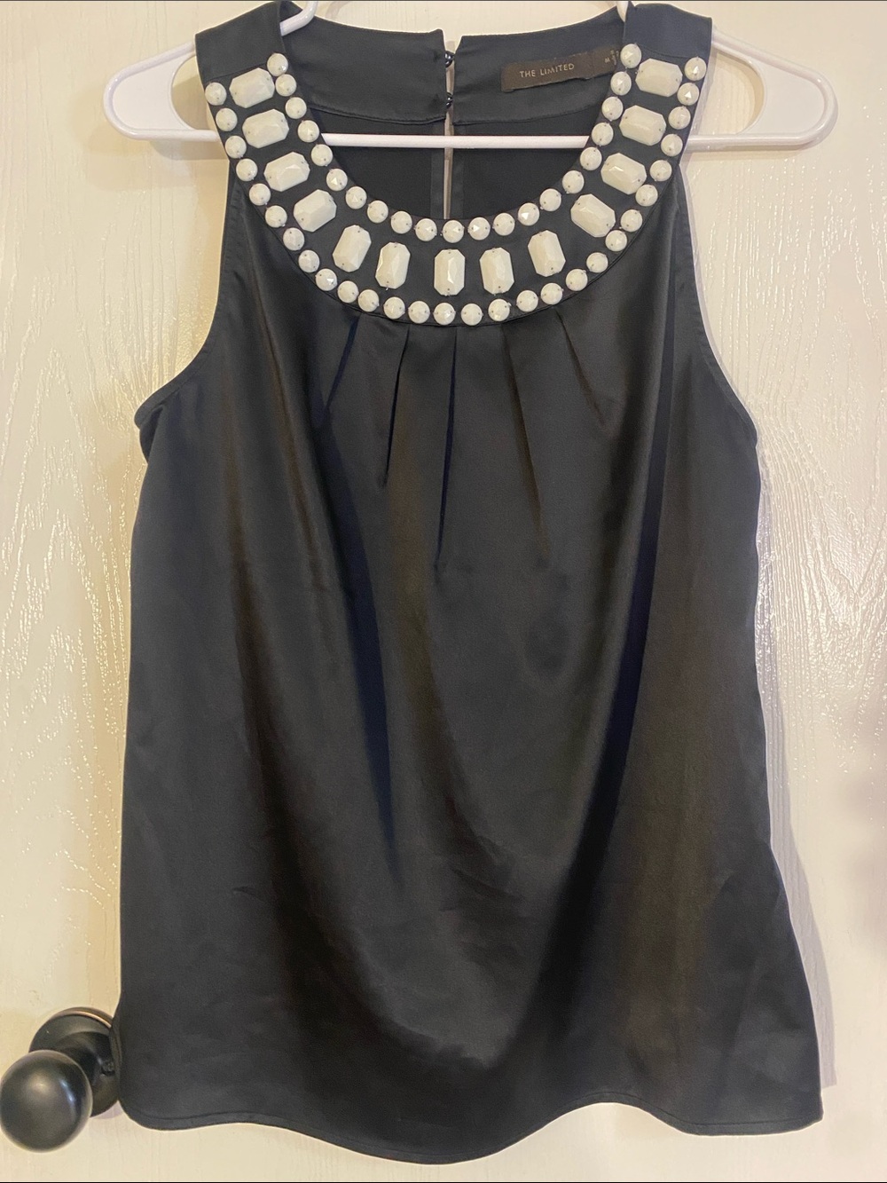 The Limited Black Sleeveless Jewel-Embellished Camisole